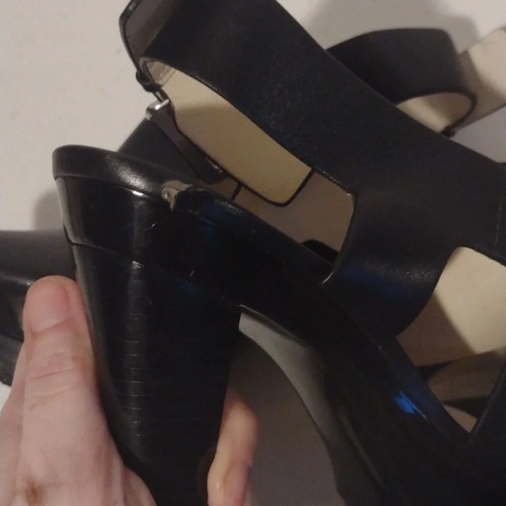 Michael Michael Kors Black Chunky Stiletto High Heels size 6 leather
